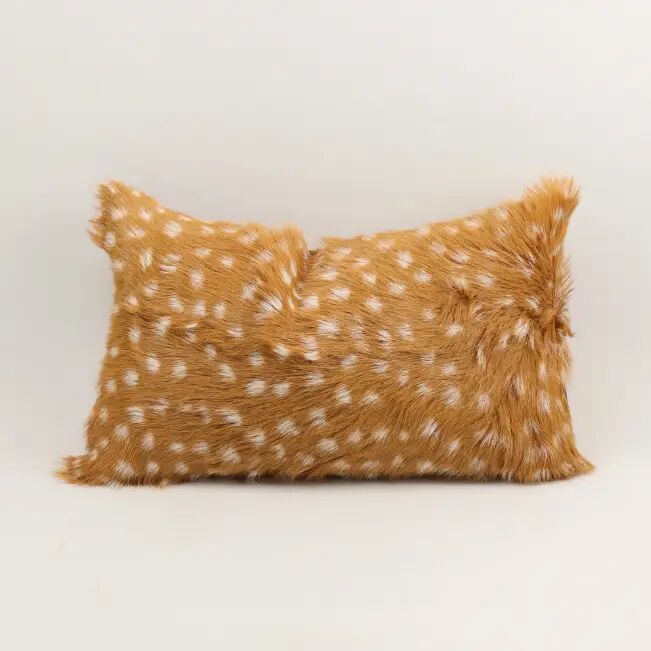 Painted Goat Leather Pillow with Deer Pattern