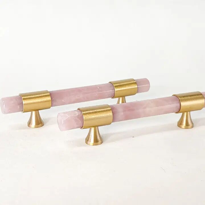 Pink Onyx Bar Knob Pull in Natural Stone