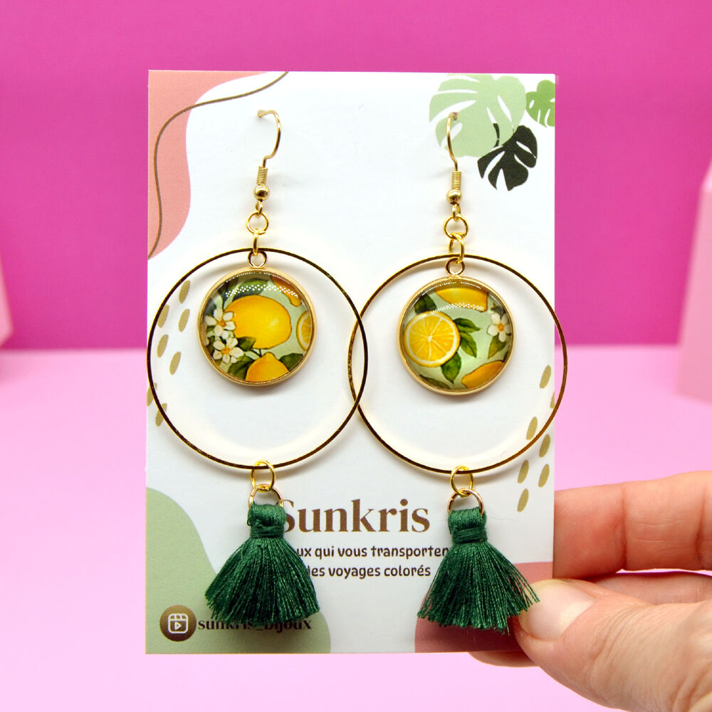 Boho-Zitronen-Creolen aus Edelstahl – Trendiger Schmuck