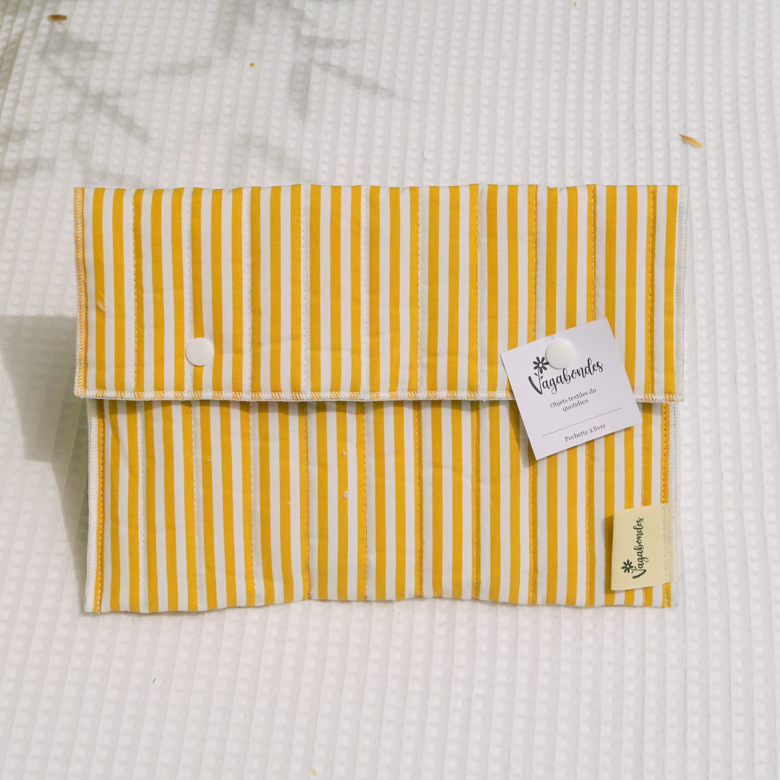 Cotton book cover 19x27 cm - Paperback format - STRIPES - Les Eclats Joyeux Collection