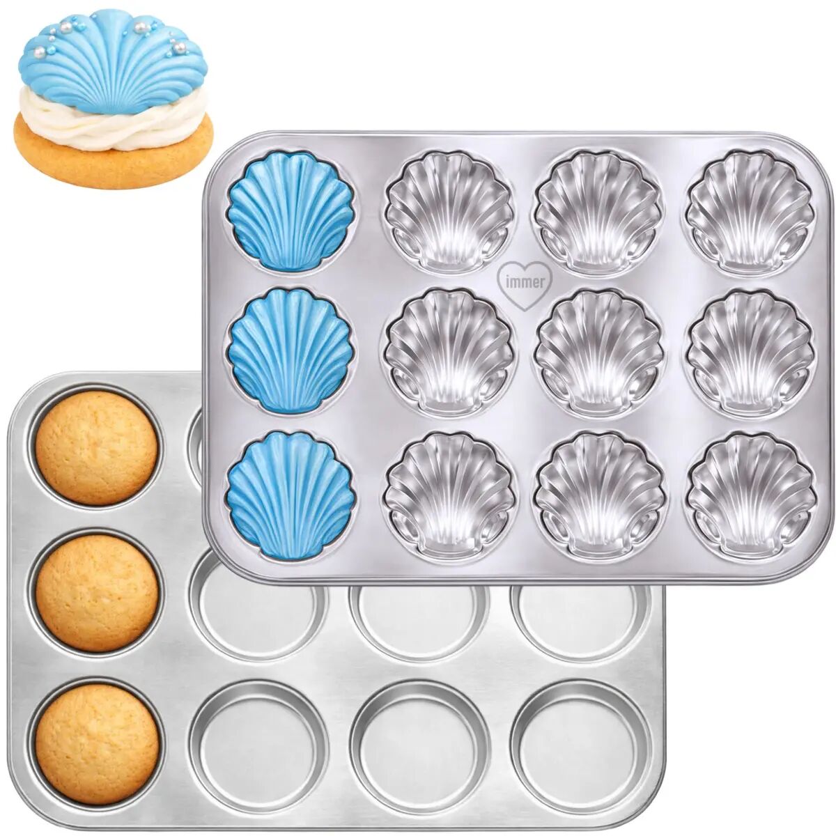Edelstahl Muffinform 2er-Set Muschelform e Whoopie-pie