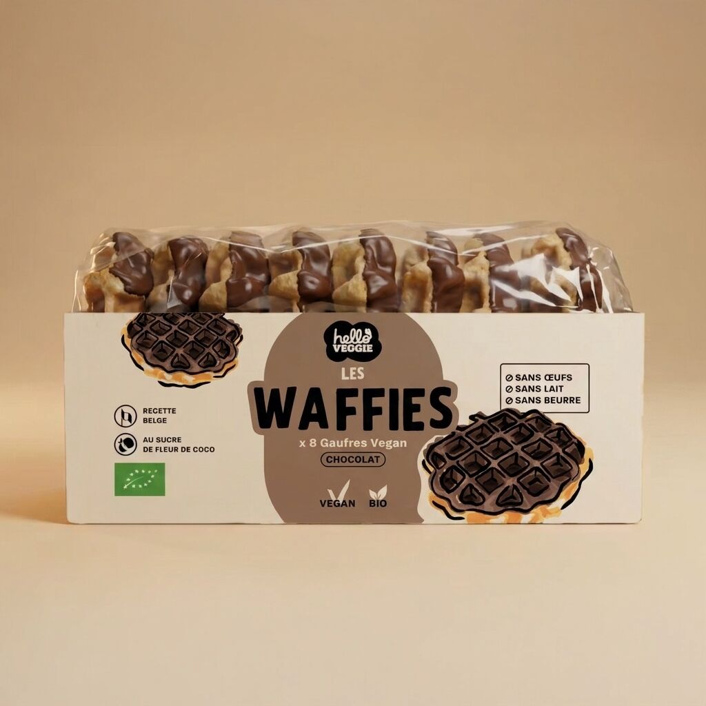 Organic & Vegan Chocolate Waffles - Egg-Free, Dairy-Free, Butter-Free - 240g - Vegan Cake - The Waffies - HELLO VEGGIE®