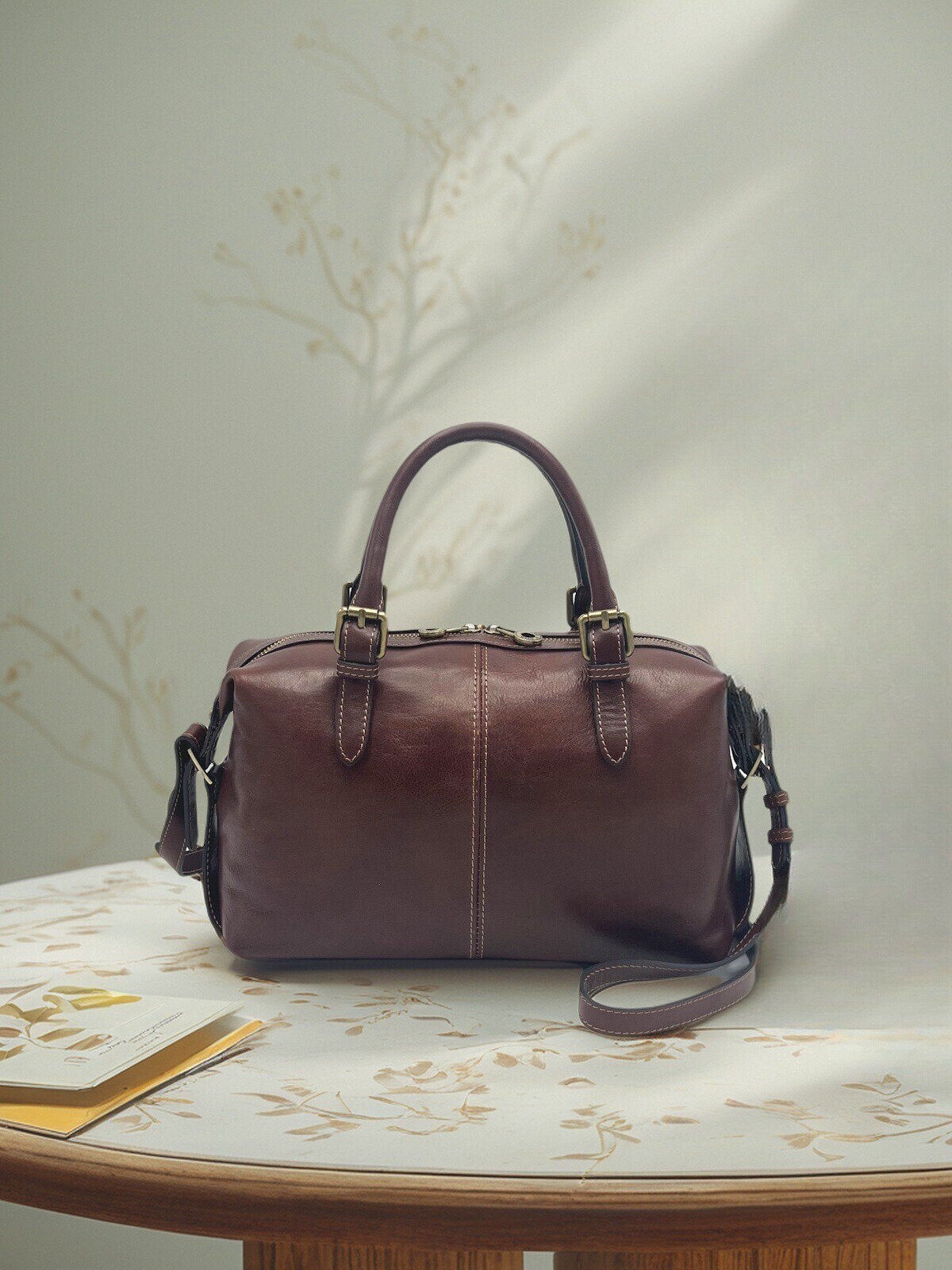 Genuine Leather Boston Satchel Bag for Women, Made in Italy, art. 112773