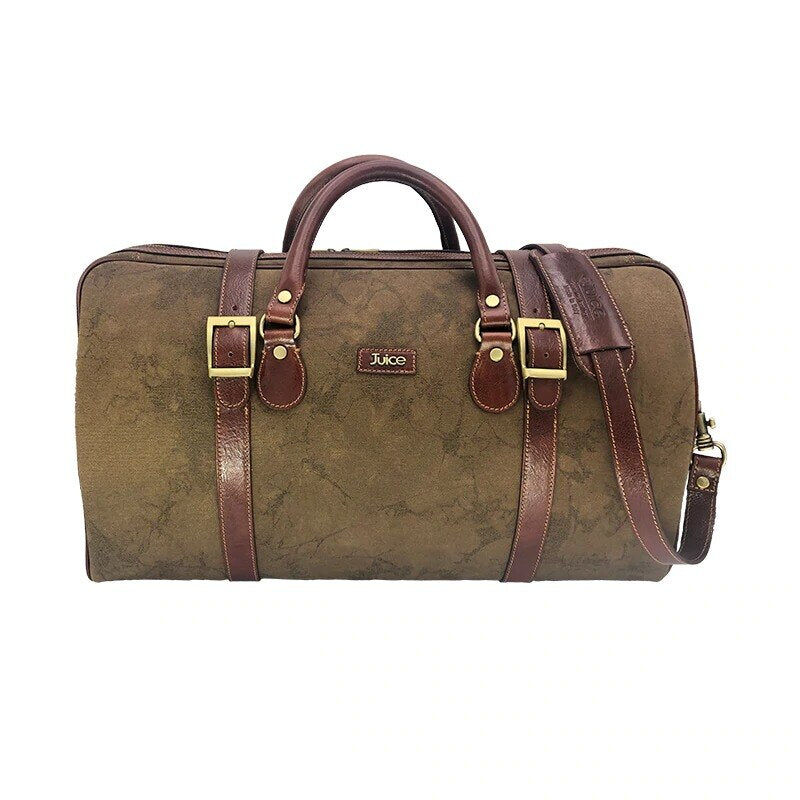 Hand buffered leather and canvas travel bag art. 112241