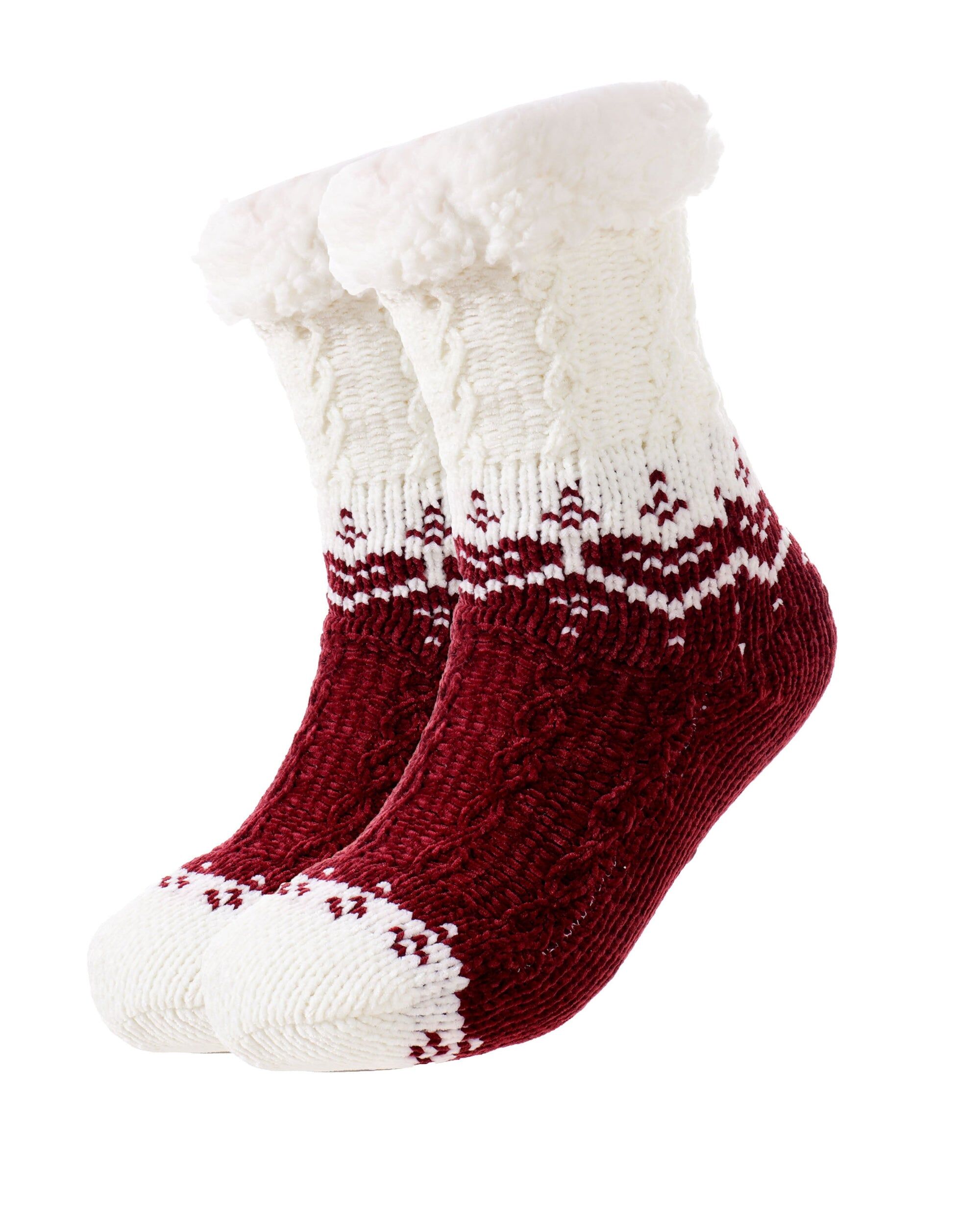 Cozy socks - Burgundy/white ADULT