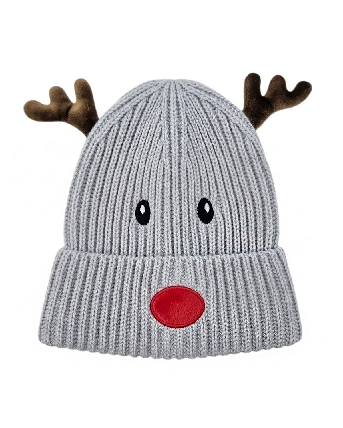 Kids beanie - grey with reindeer