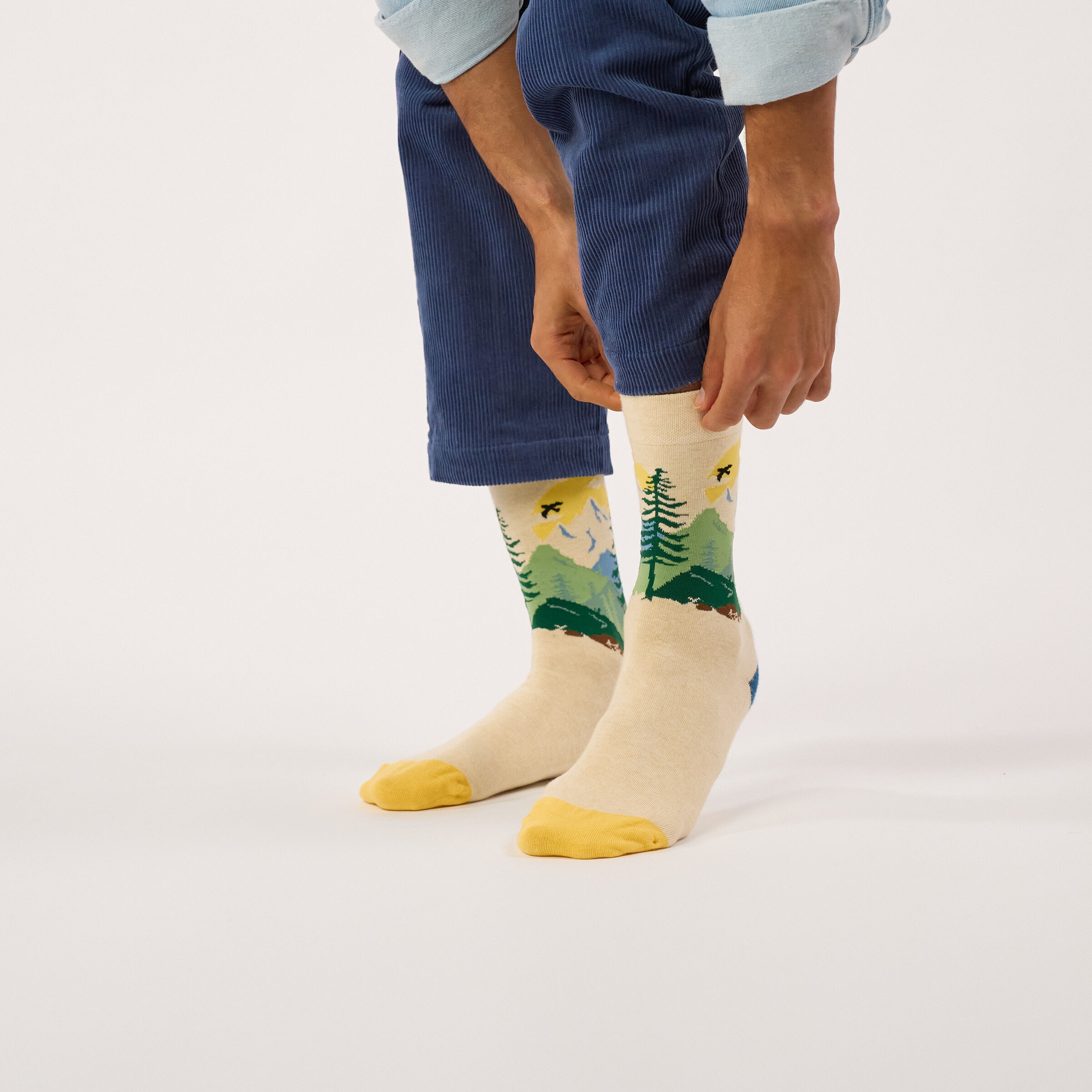 Chaussettes en coton peigné A motifs - Yellowstone