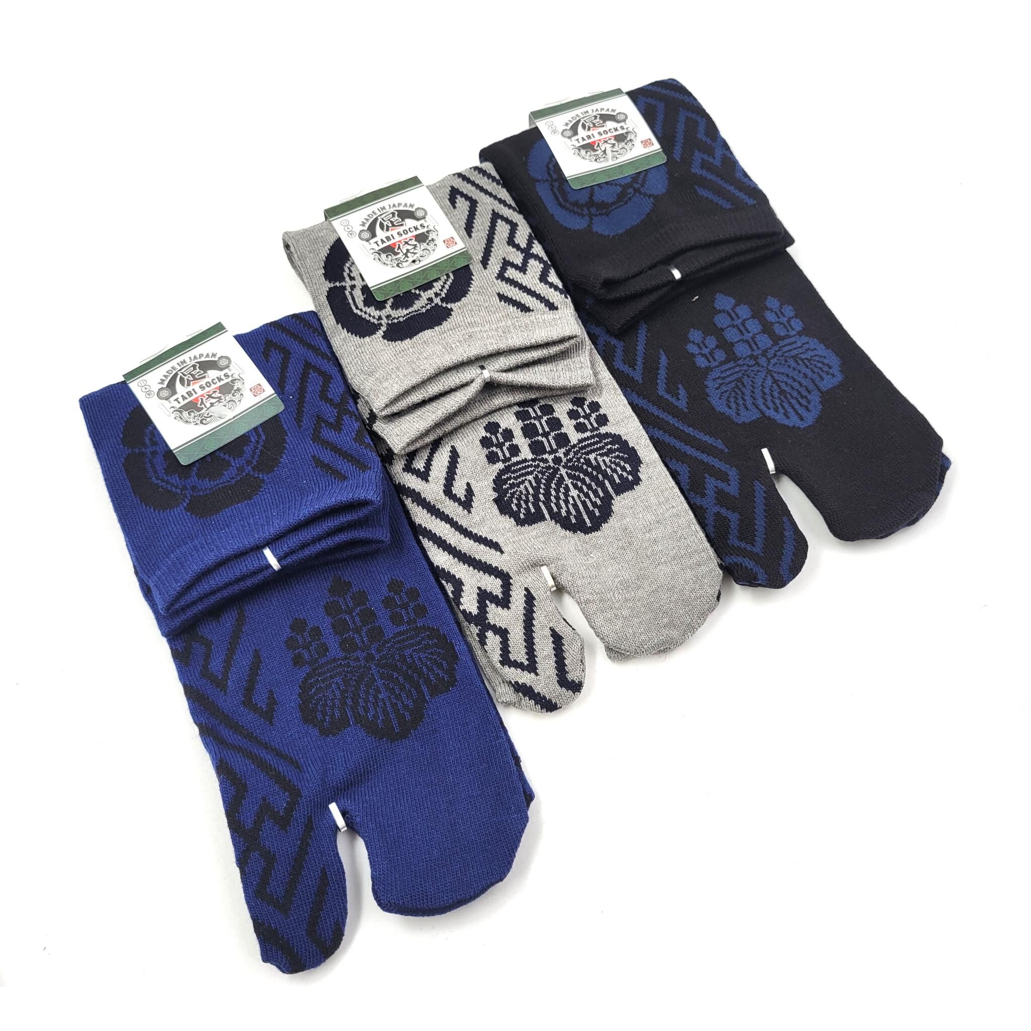 Japanese Tabi Socks in Cotton with Kamon Pattern Size 40-45
