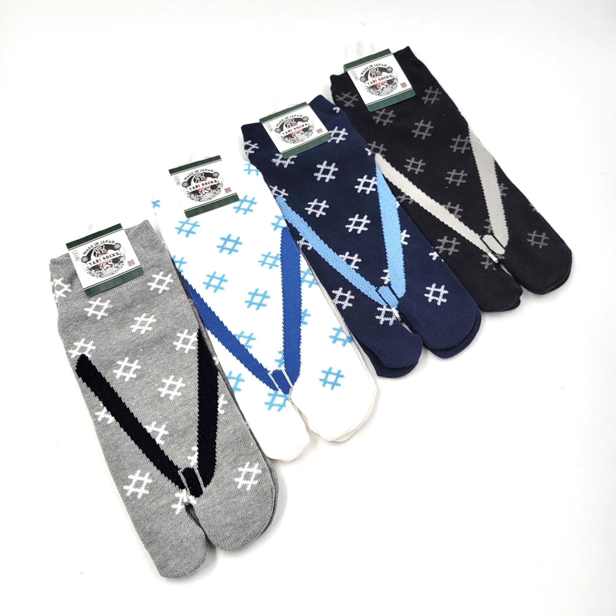 Japanese Tabi Socks in Cotton with Geta Pattern Size 40-45