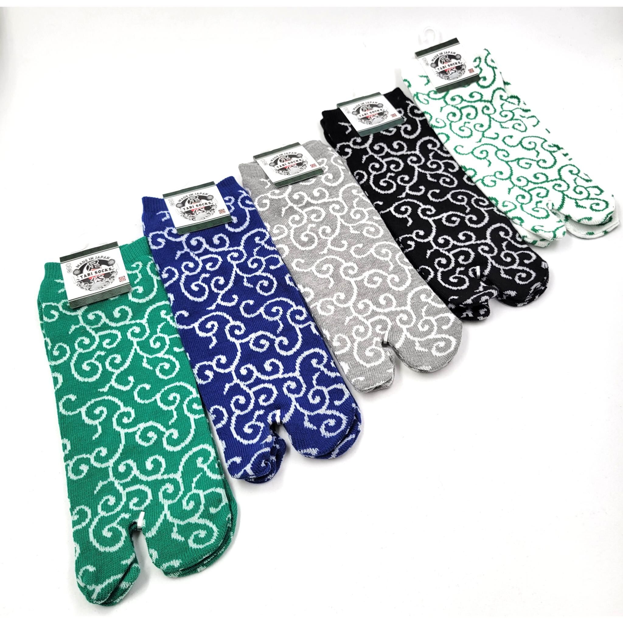 Japanese Tabi Socks in Cotton with Kusabi Pattern, Size 40-45