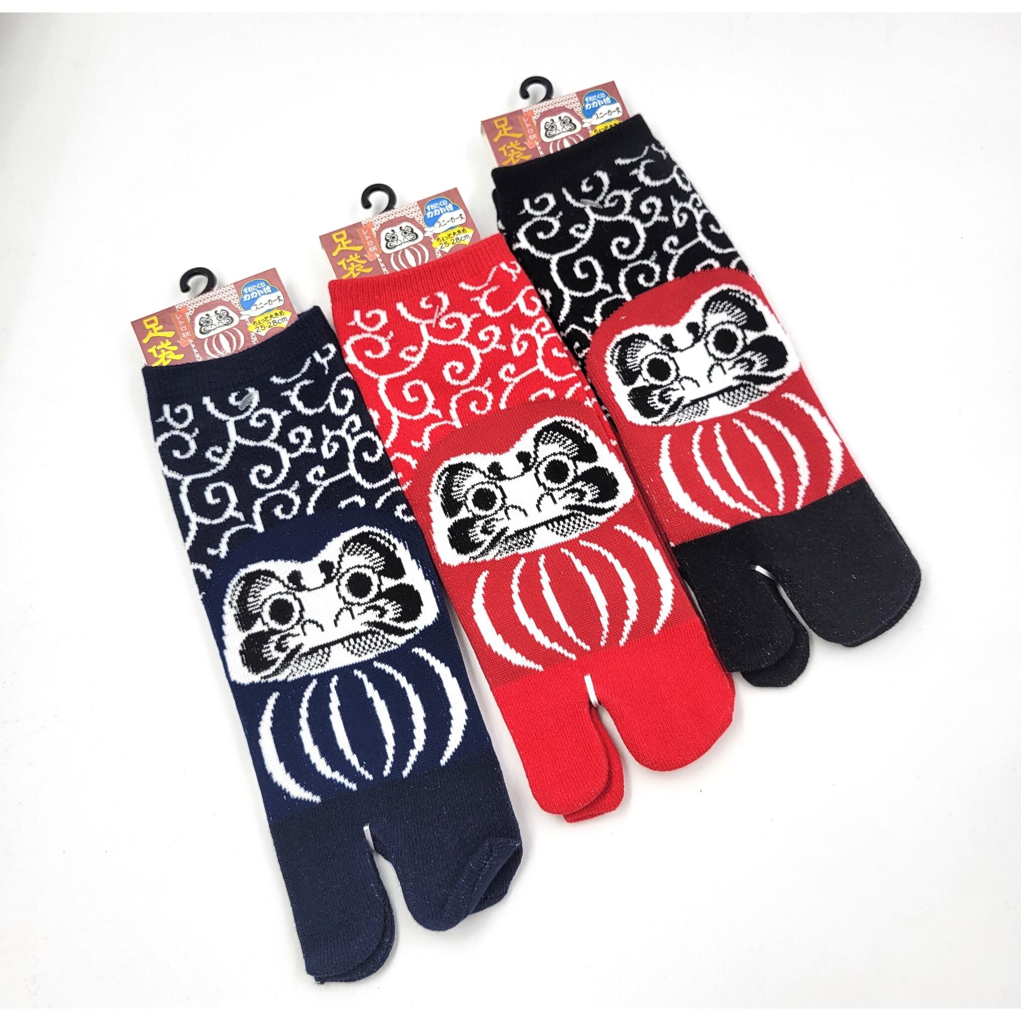 Japanese Tabi Socks in Cotton with Daruma Pattern Size 40-44