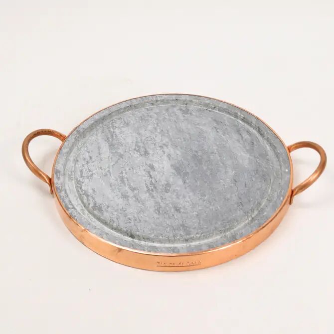 Round Soapstone Meat Grill with Copper Detail