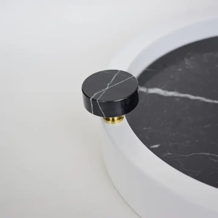 Round Tray NANI– White Wood & Nero Marquina Marble