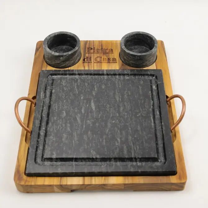 Soapstone Grill Plate with Wood Base