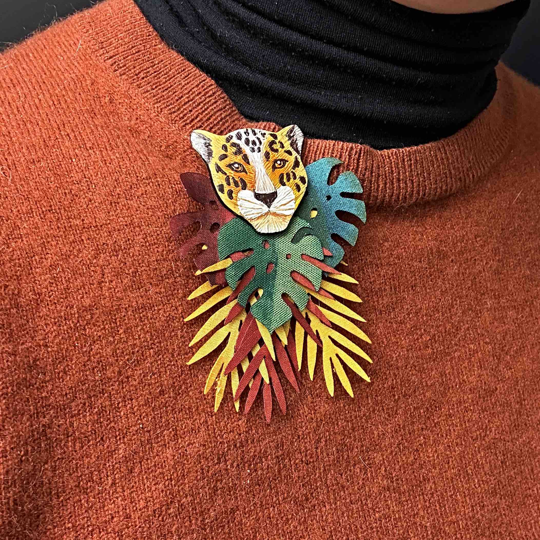 Jaguar Calabash (Totumo) Statement Brooch