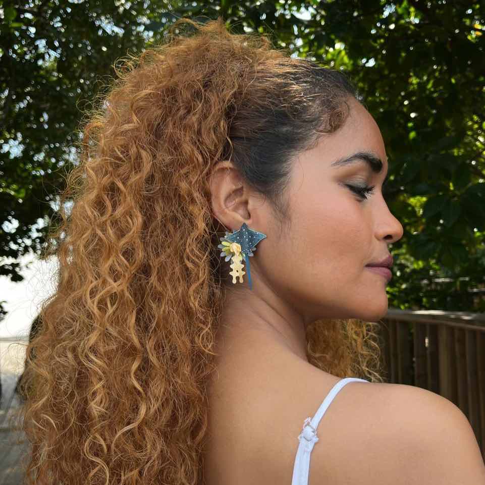 Mantra Ray Statement Earrings – Handcrafted Sustainable Totumo Jewellery