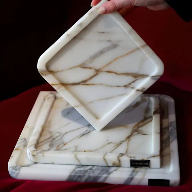 Square Marble Tray – Calacatta Gold Luxury Decor