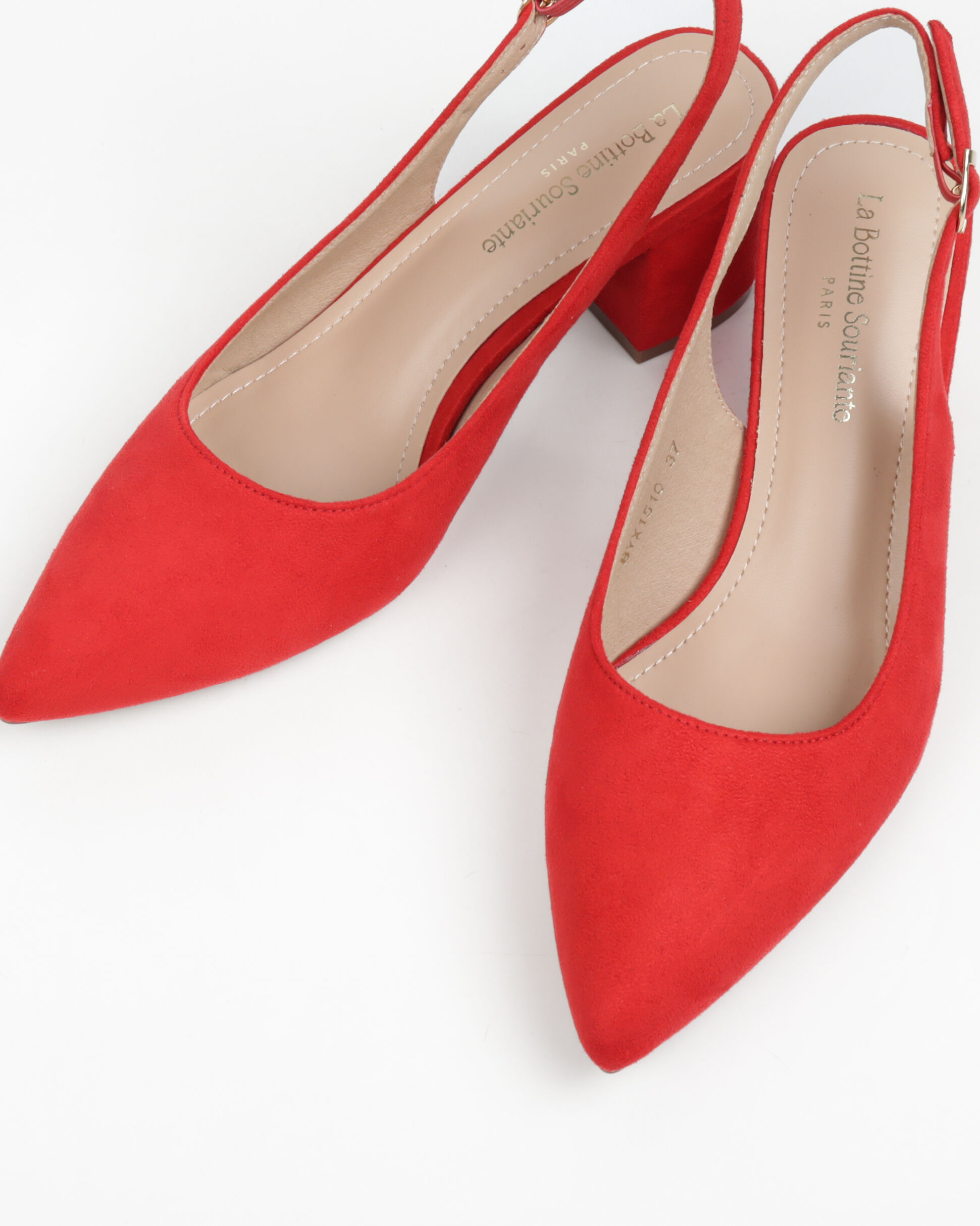 Women's slingback pumps, suede-look, pointed toe and block heel