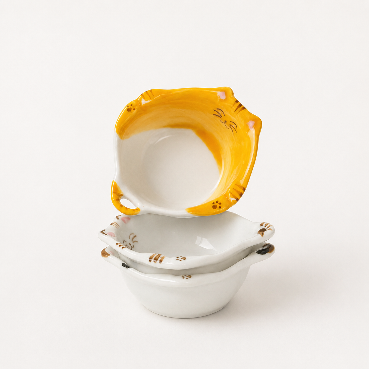 Cute Cat Shaped Ceramic Dish Japanese Style Snack Bowl