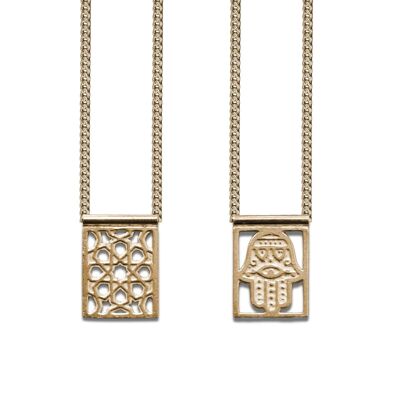 Hamsa Protection Escapulario Gold-plated, with Chain