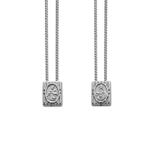 Small Traditional Protection Escapulario in 925 Sterling Silver, with Chain