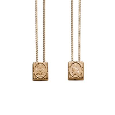 Small Traditional Protection Escapulario Gold-Plated, with Chain