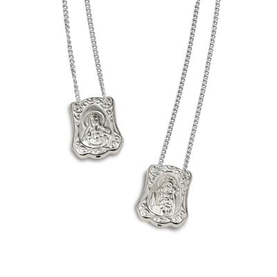 Escapulario de protection baroque en argent sterling 925, avec chaîne