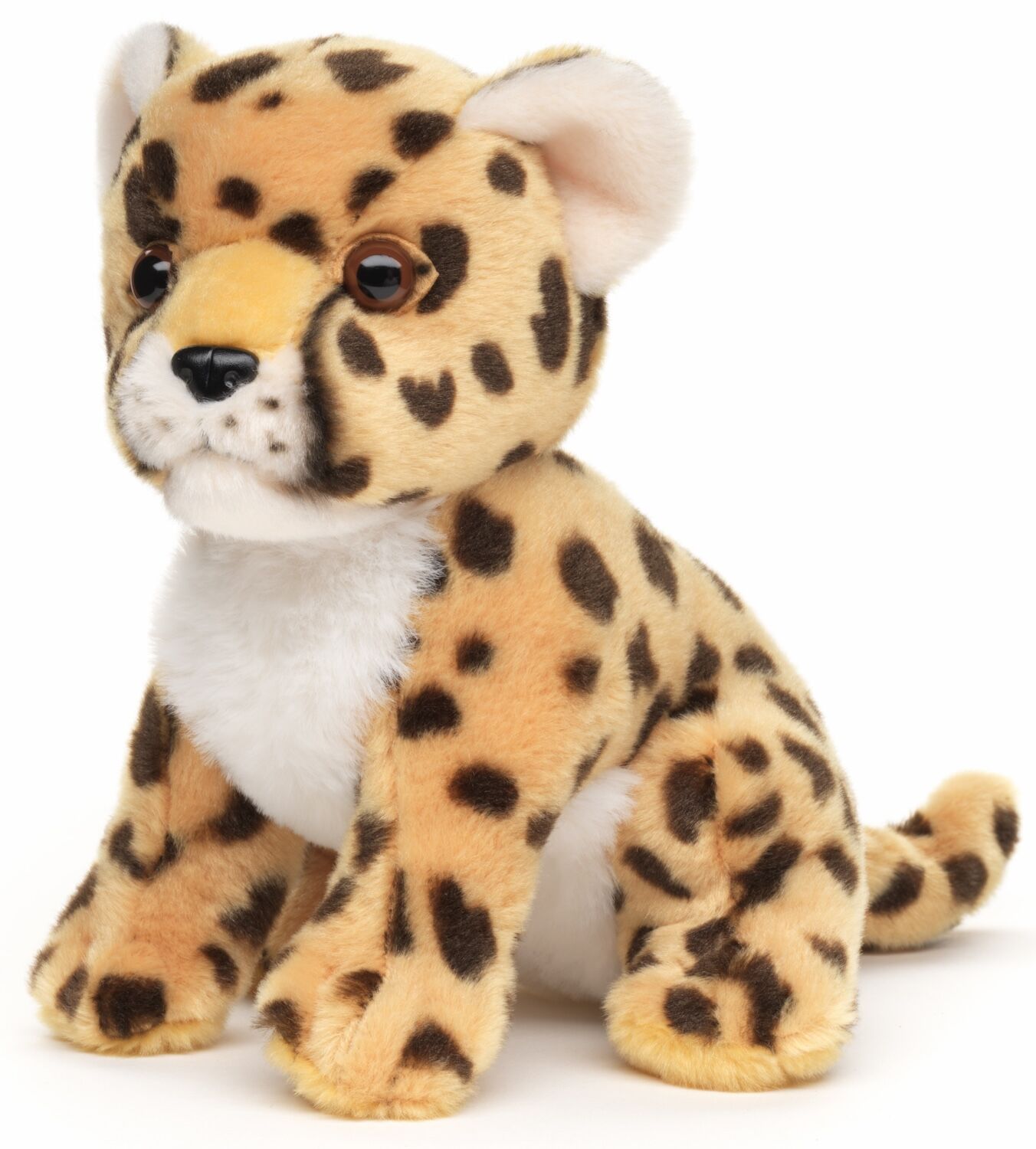 Cachorro de guepardo sentado - 18 cm (altura) - Palabras clave: Animal salvaje exótico, peluche, juguete de peluche, animal de peluche, juguete para abrazar