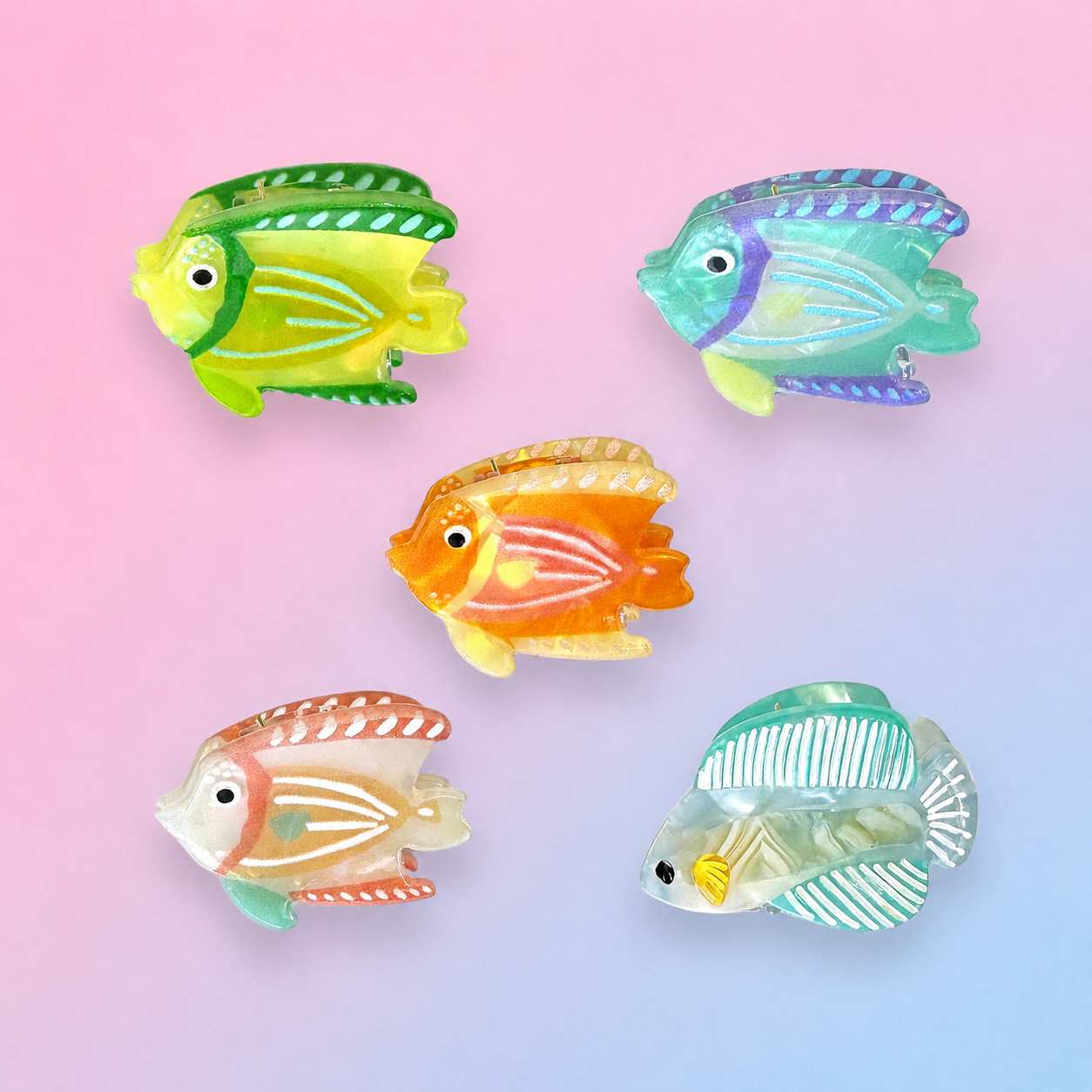 Pince à cheveux poisson tropical en acétate mini
