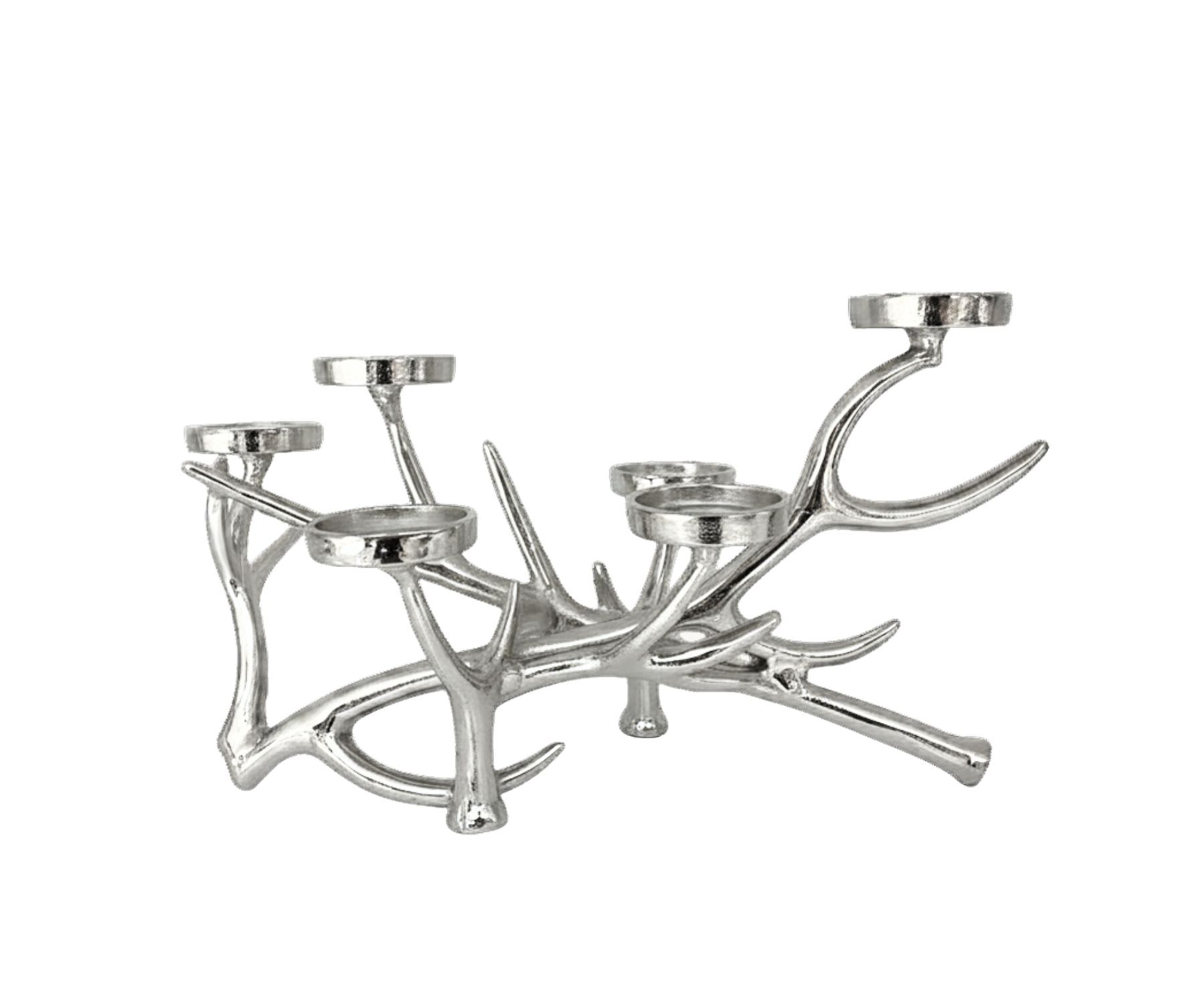 James candlestick (height 25 cm, length 20.5 cm), nickel-plated aluminum, for pillar candles ø 6 cm