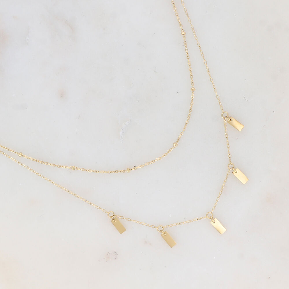 Collier 2 rangs avec mini-rectangles LX667