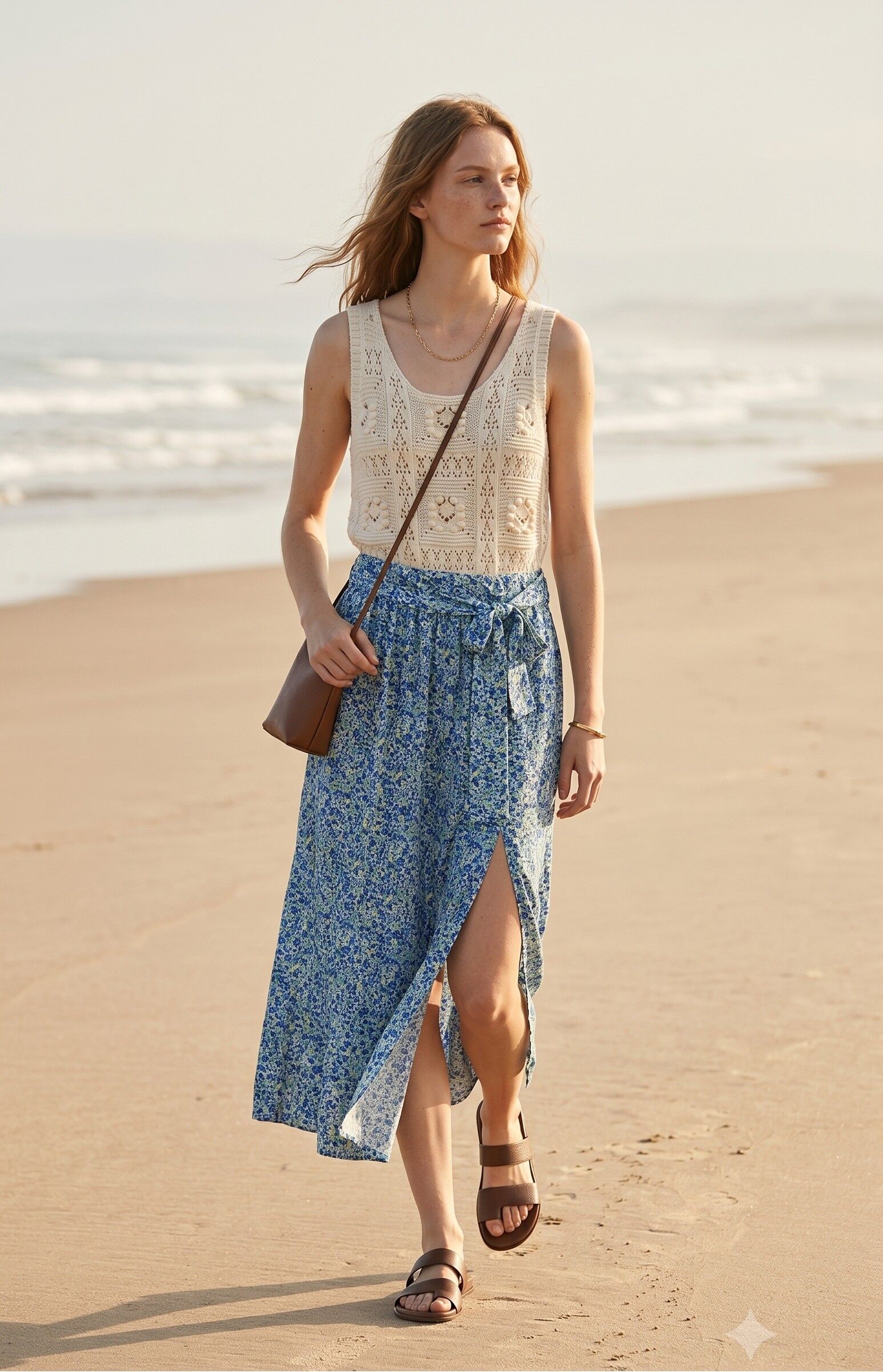 Floral Print Flared Maxi Skirt