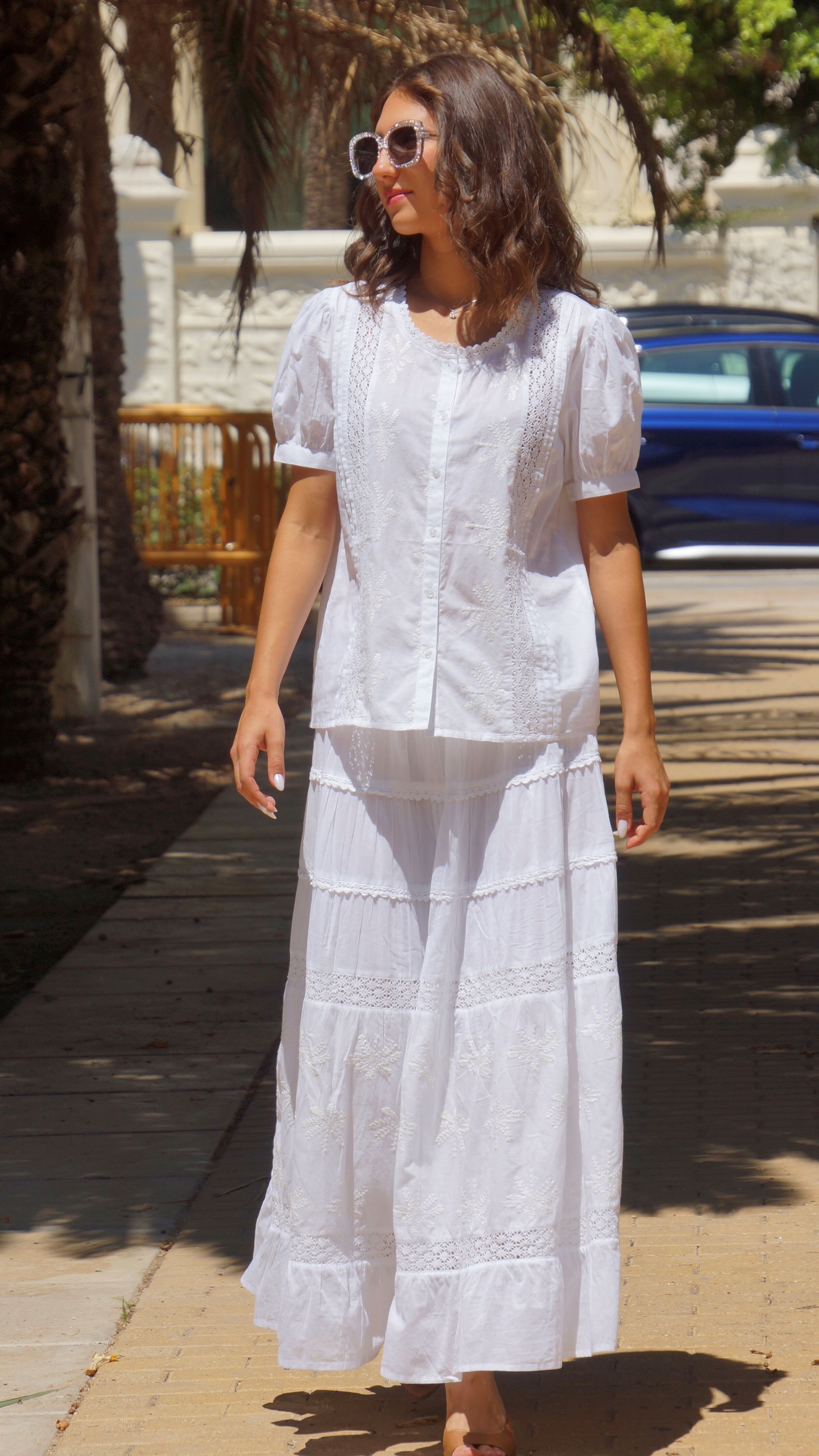 Jupe Alba en coton brodé de dentelle