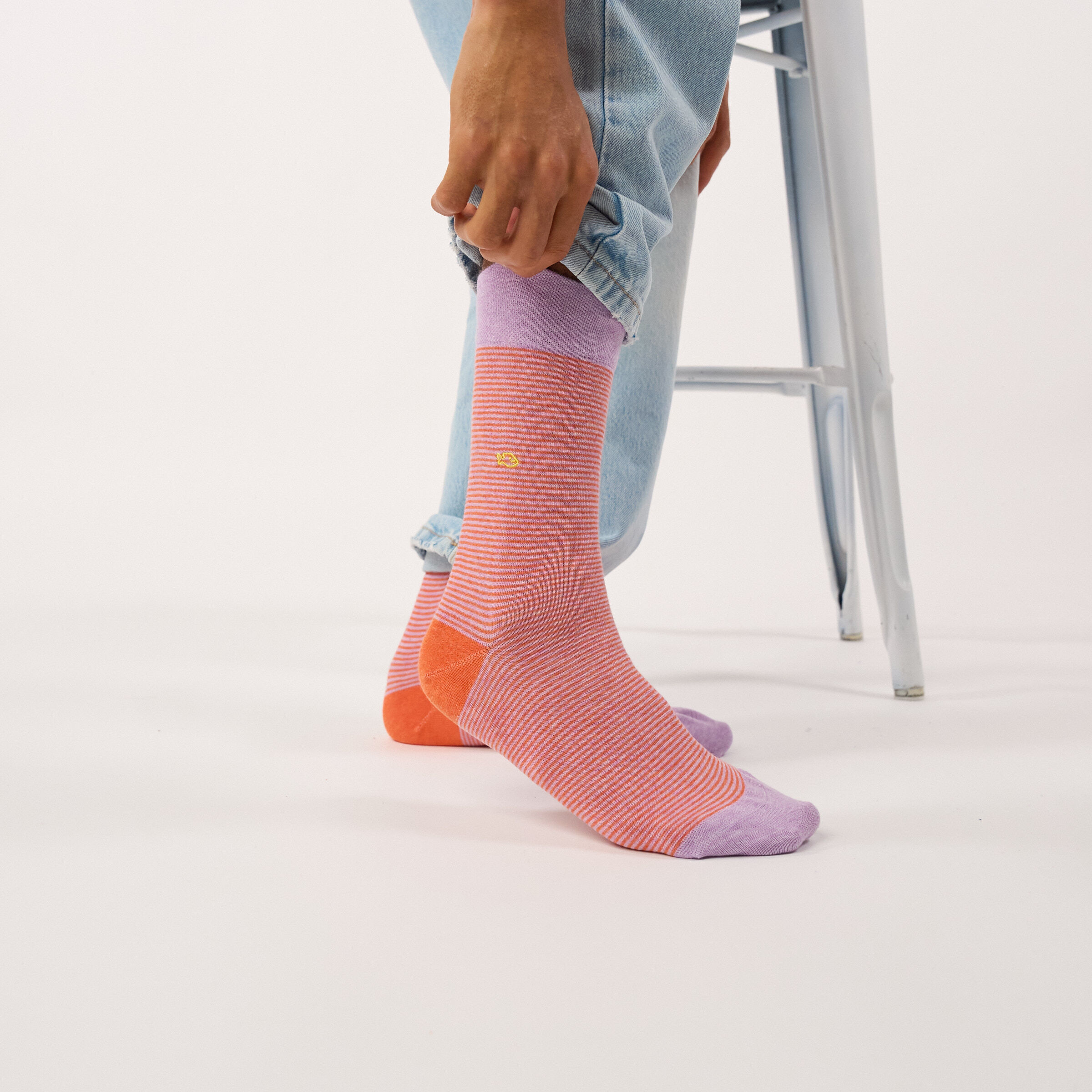 Chaussettes en coton peigné rayées - Crépuscule