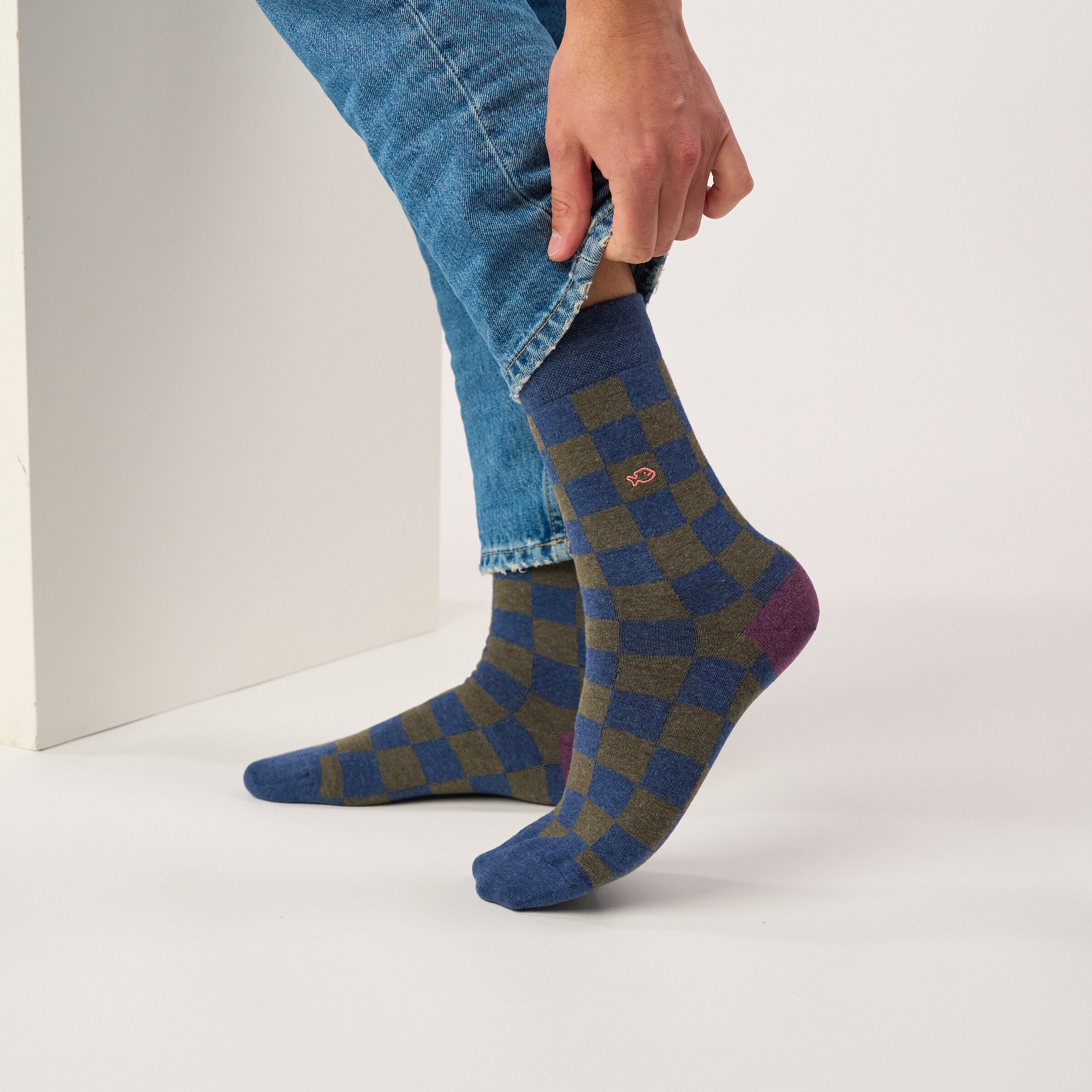 Chaussettes en coton peigné à carreaux - Interlagos