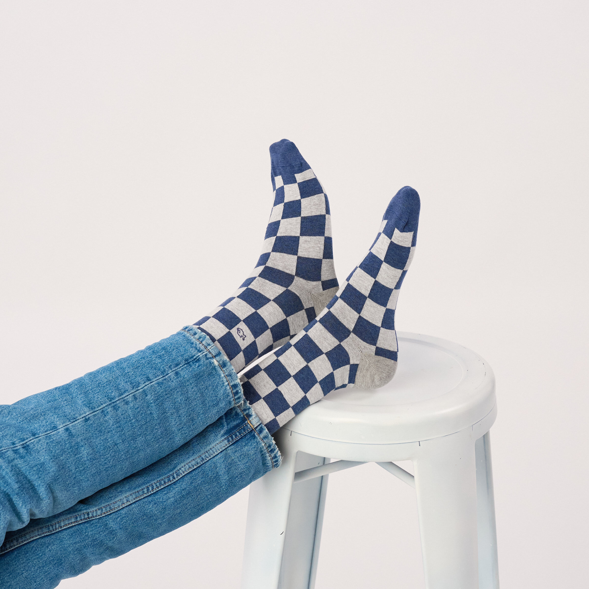 Chaussettes en coton peigné à carreaux - Tsukuba