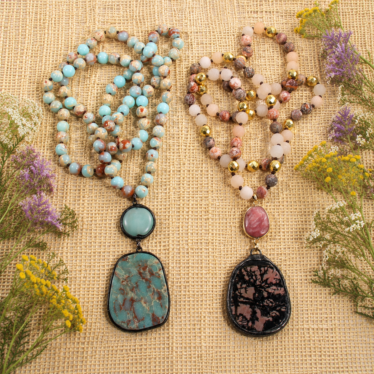 Bohemian Natural stones necklaces