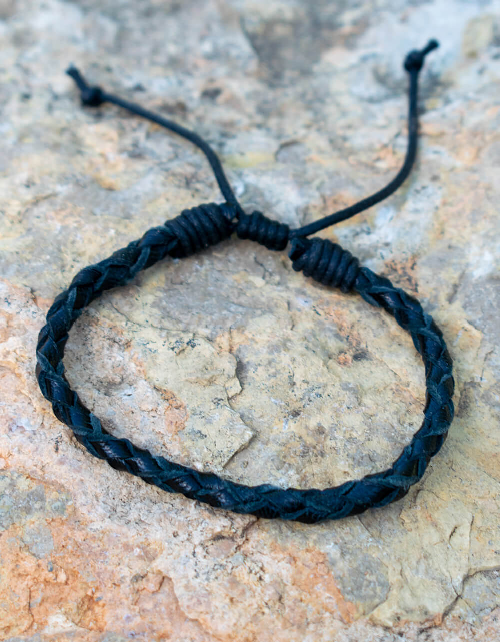 Simple Black Leather Bracelet