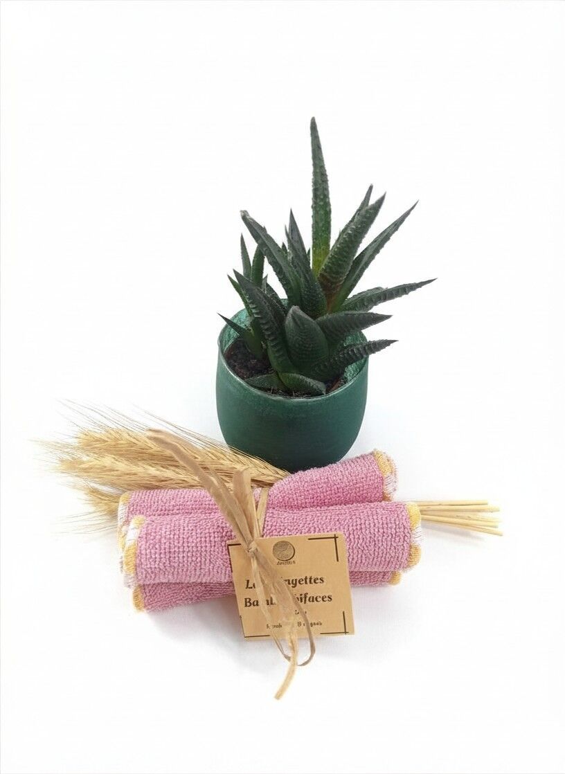 Lot de 3 lingettes bambou bifaces Ton Rose
