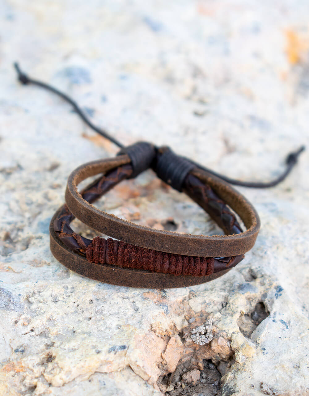 Triple Faux Leather Bracelet