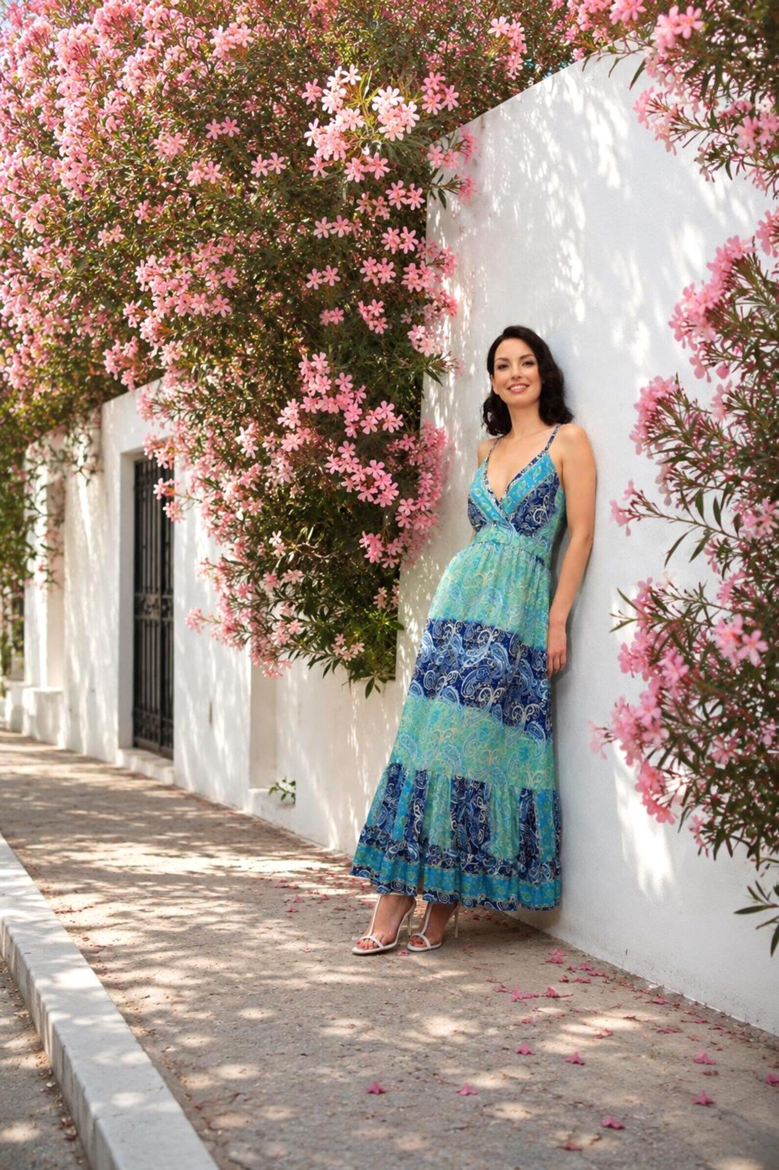 Bohemian Silk Maxi Dress for Women