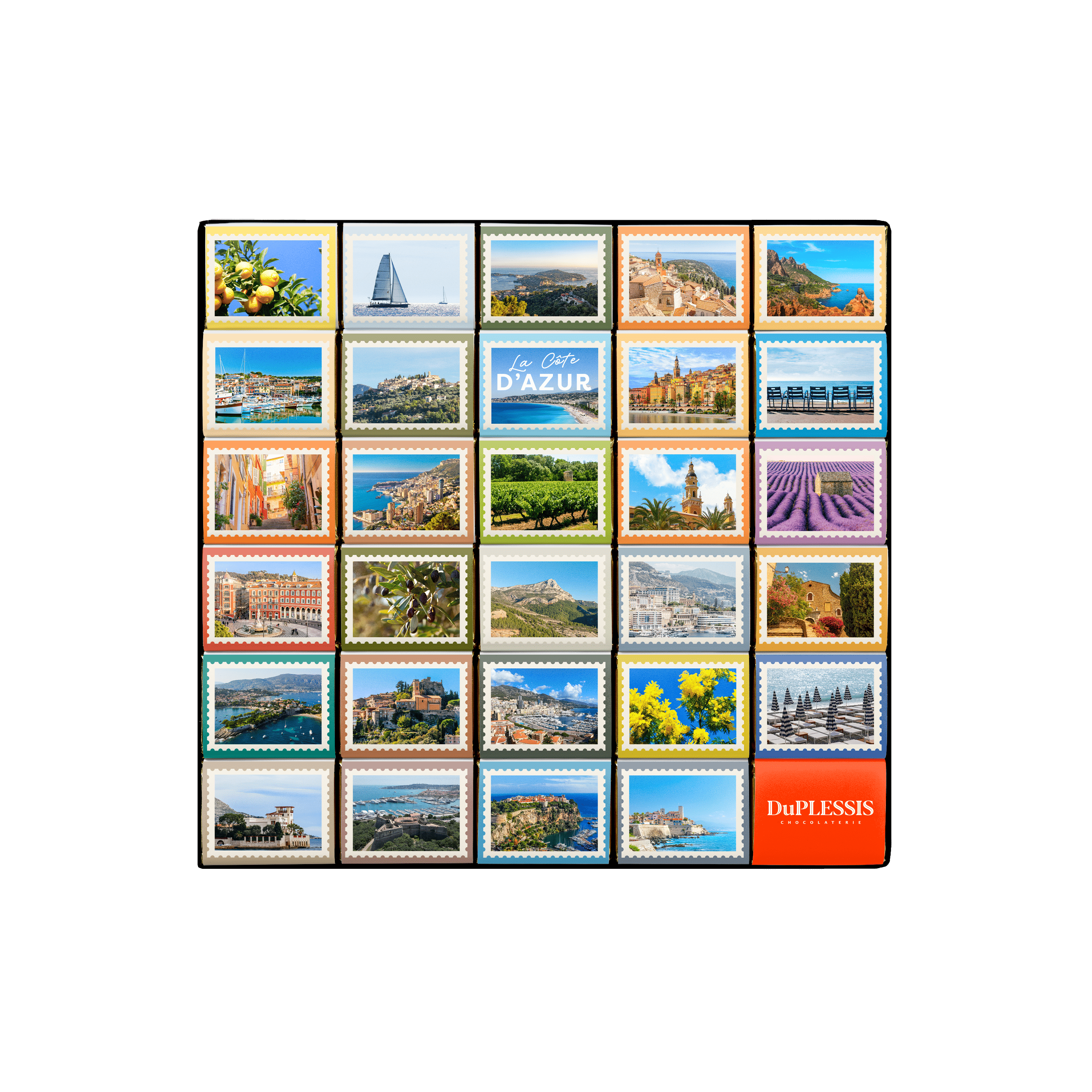 "Côte d'Azur Stamps" chocolate box