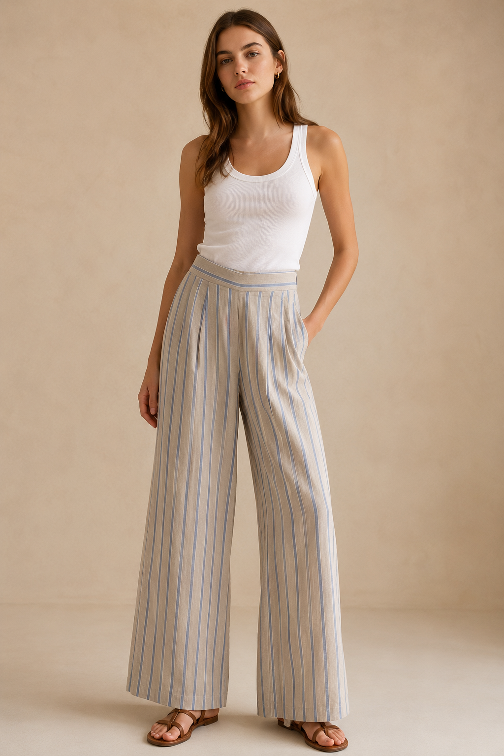 Pantalon Large Rayé - EVANA - Pack de 5 : 2S - 2M - 1L