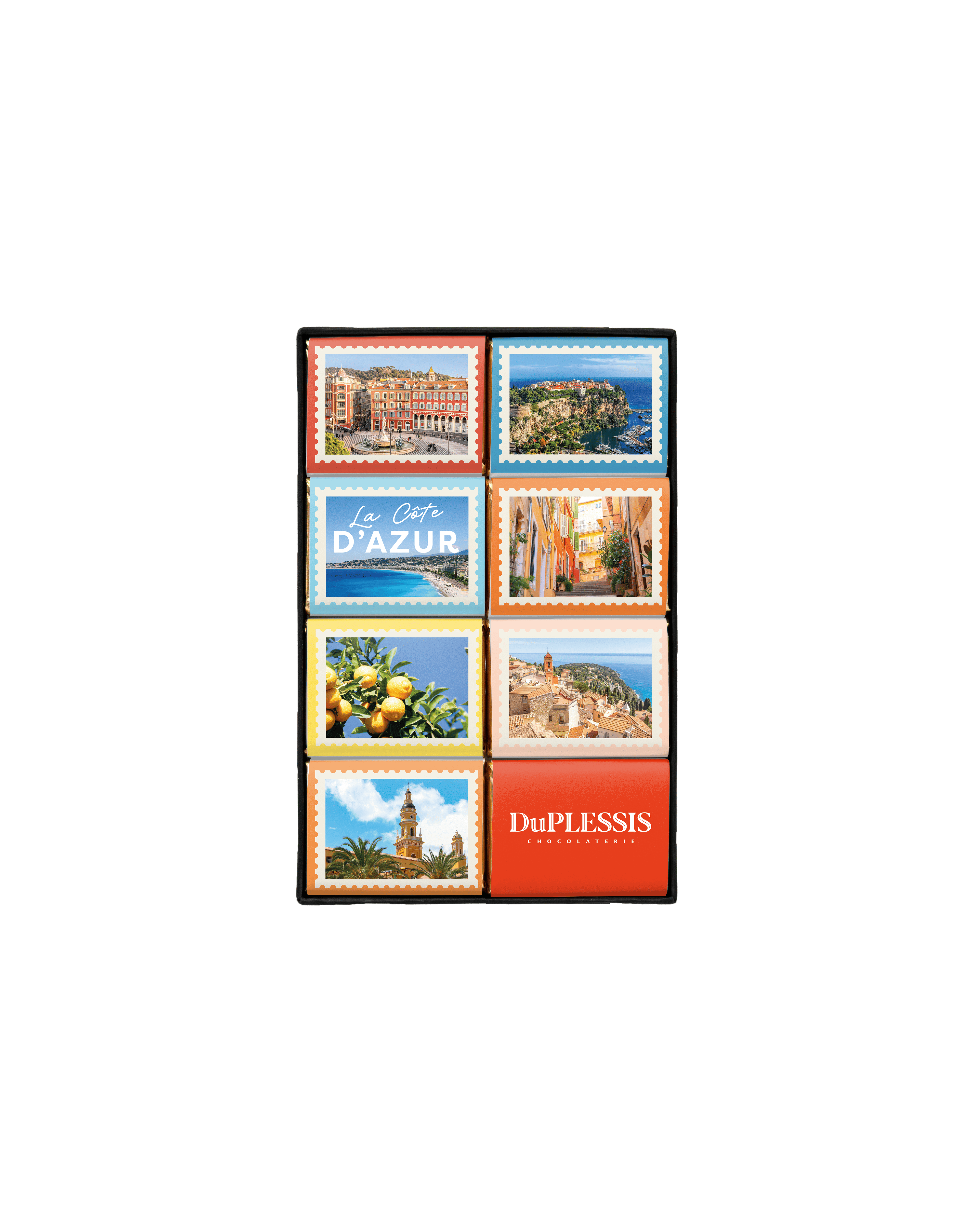 "Côte d'Azur Stamps" chocolate box