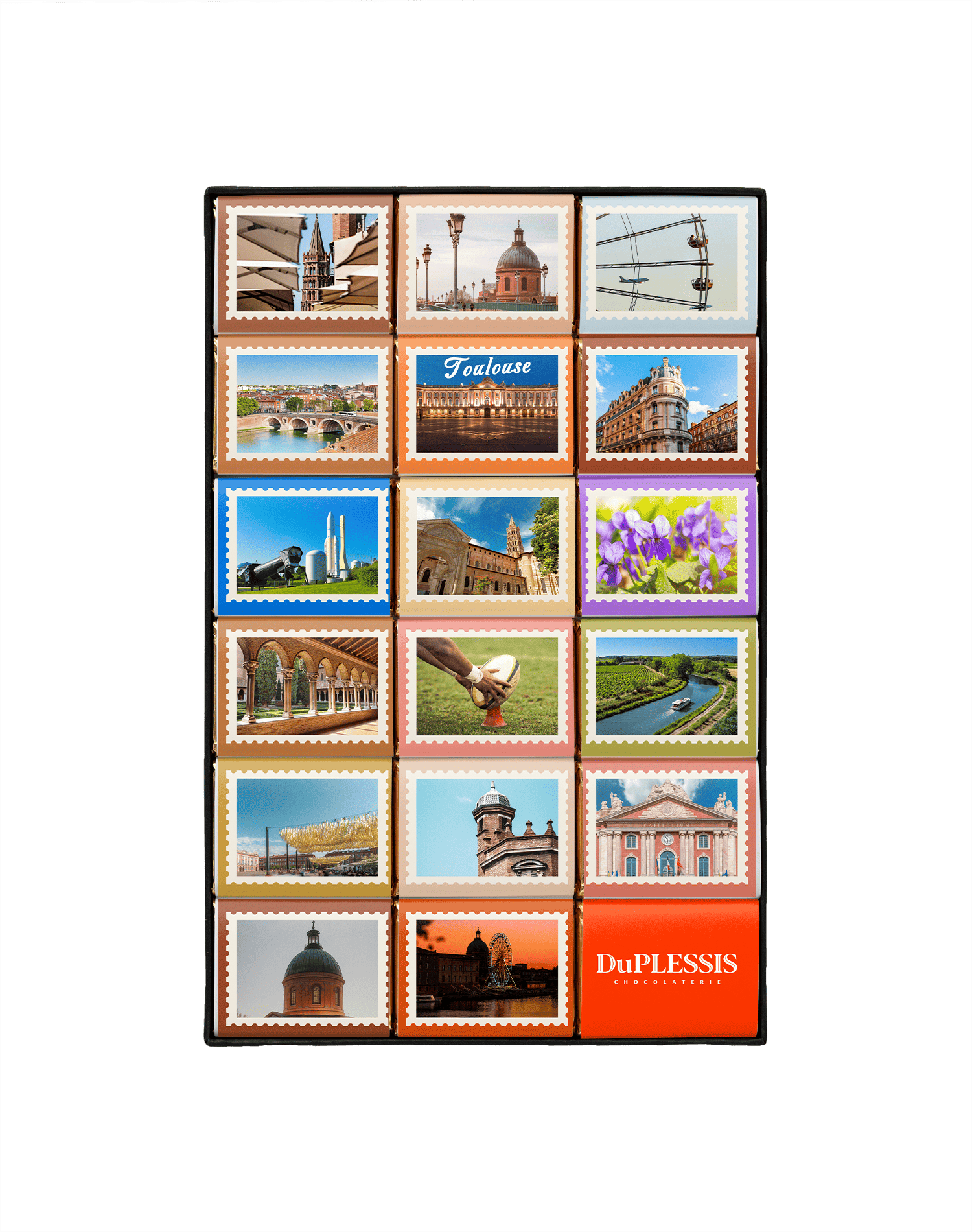 "Toulouse Stamps" chocolate box