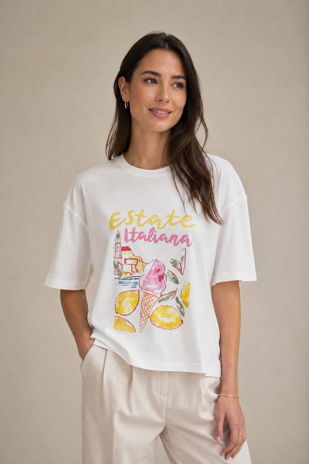 T-shirt Imprimé « Estate Italiana » – TESSA - Pack de 5 : 2S - 2M - 1L