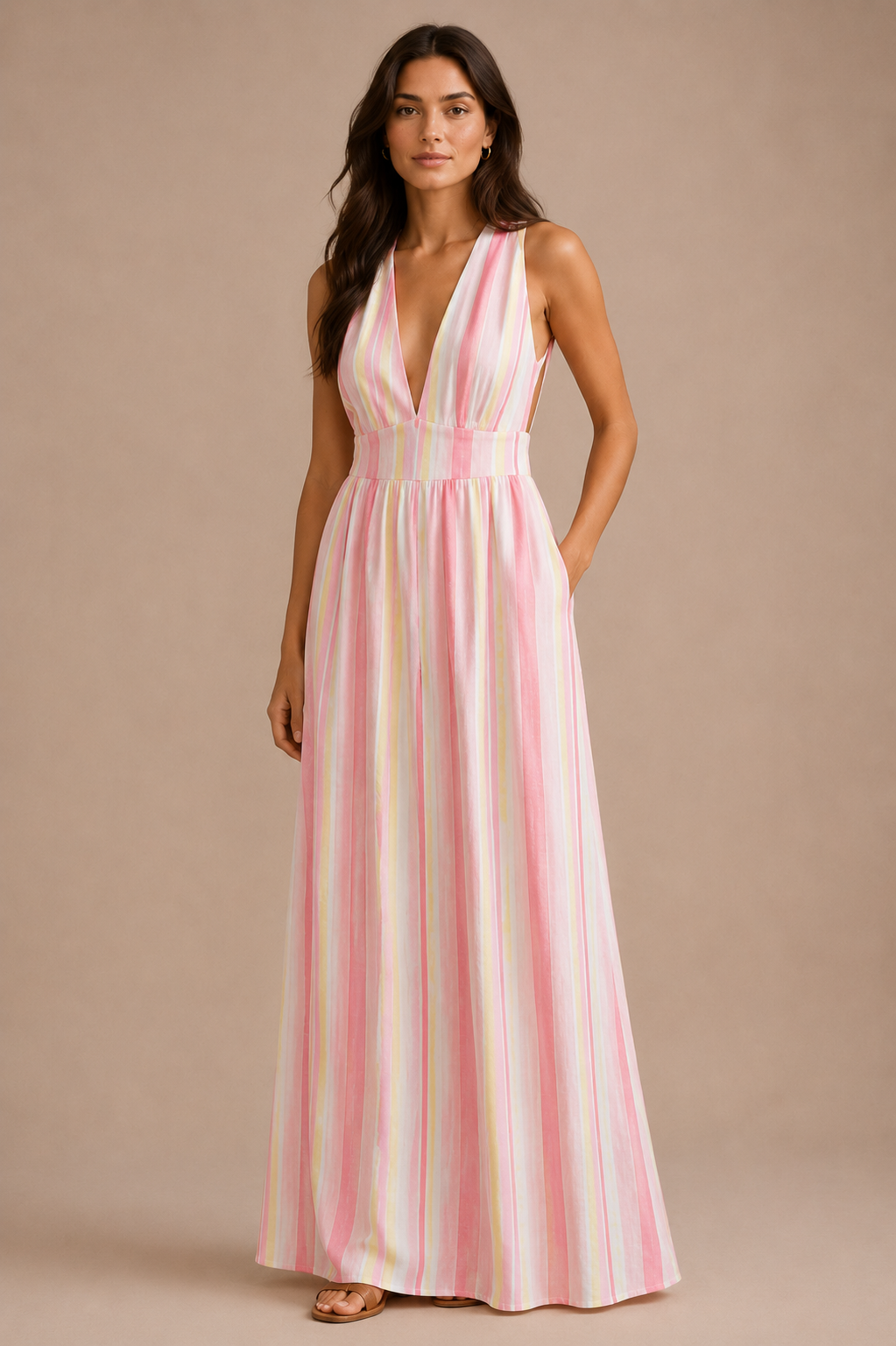 Robe Longue Rayée Dos Nu – NELYA - Pack de 5: 2S - 2M - 1L