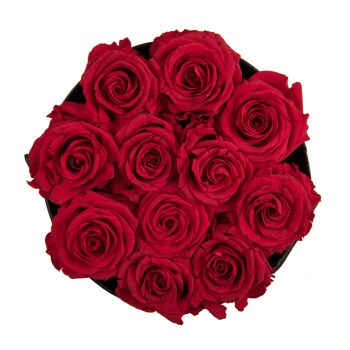 15 roses éternelles parfumées Rouge Passion - Box ronde Noire 2