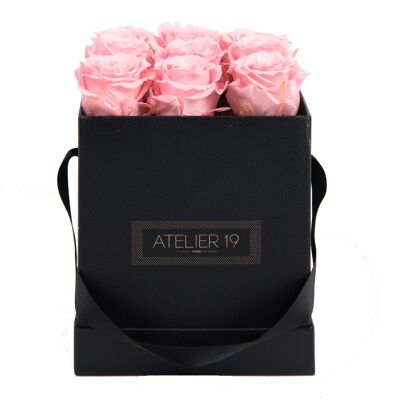 9 ewige Rosen dufteten zarte Rose - Black Square Box