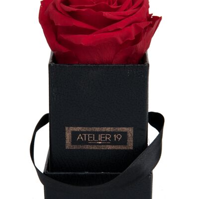 1 rose éternelle parfumée Rouge Passion - Box carrée Noire